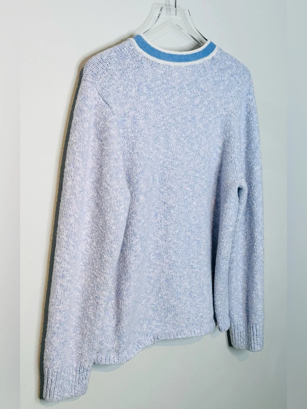 J. Crew Marled Lilac Blue Seascape White Knit Sweater Lady Jacket